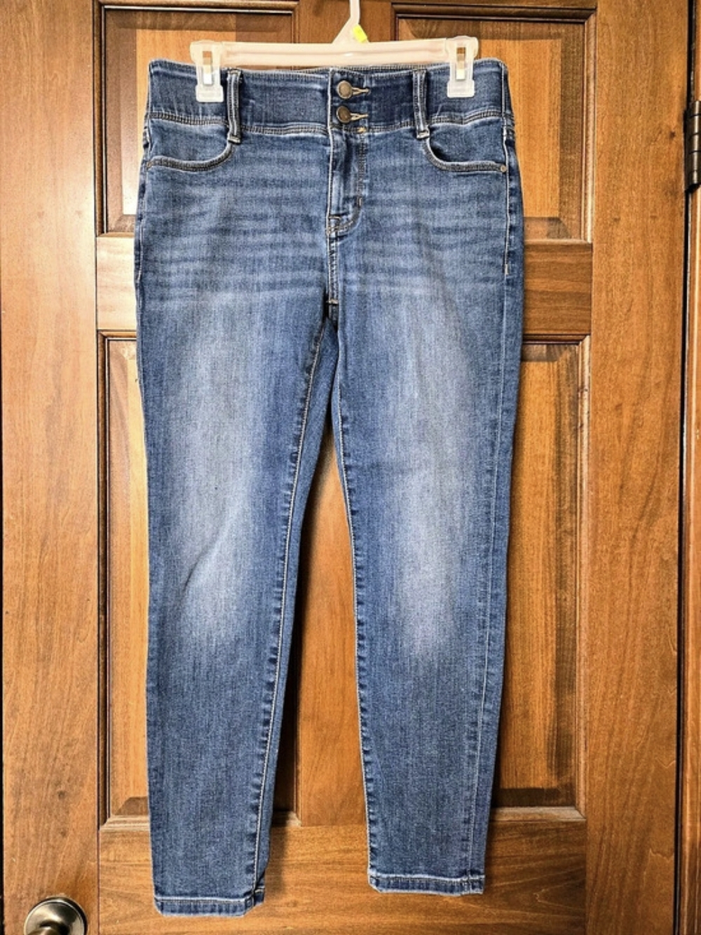 Nine West Double Button Skinny Blue Jeans With Thick Elastic Waistband 6S